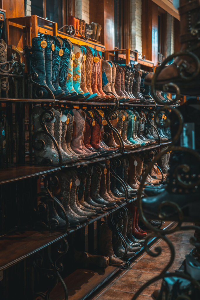 Racks of Western boots