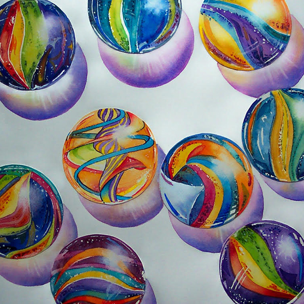 water color of swirly marbles