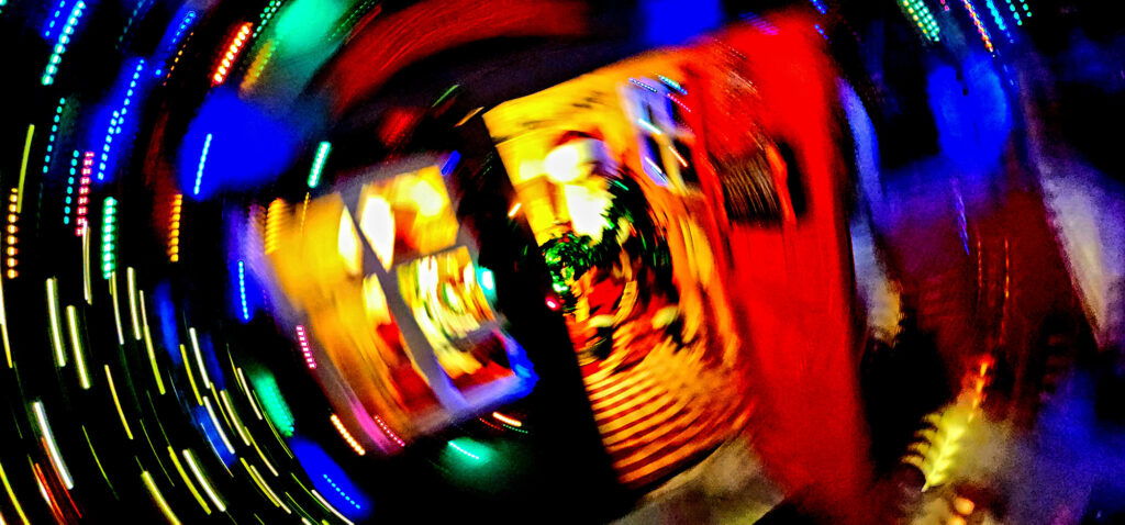 An out-of-focus Swirl of Primary Colors with Tunnel-like Vibe